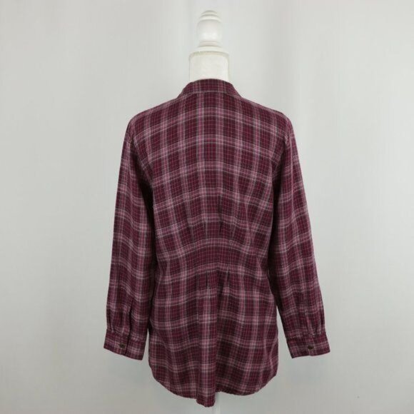 Royal Robbins Women's Medium Purple Plaid Wool Blend Long Sleeve Button Up Shirt - Picture 3 of 8